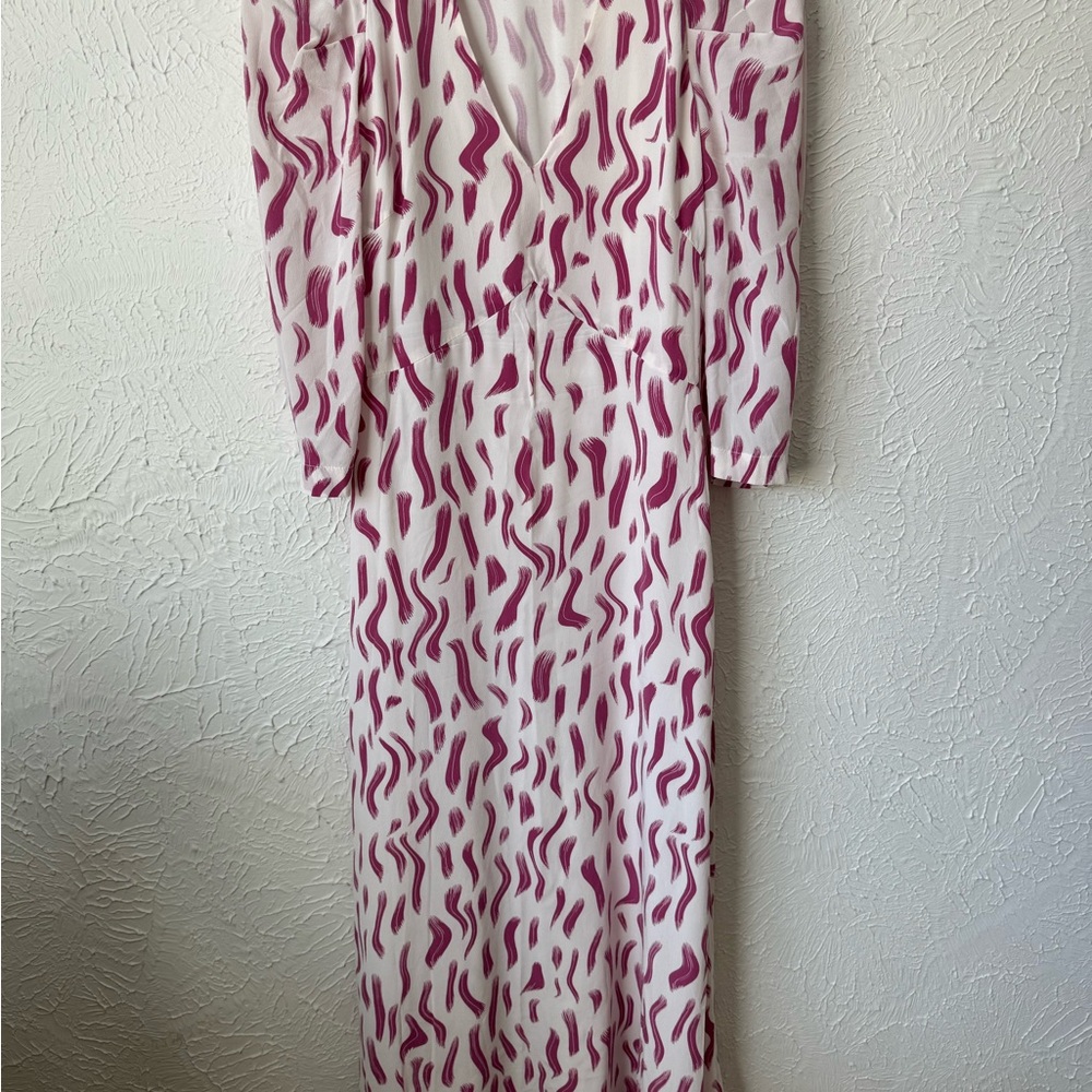 Joie Pink and White Long Sleeve Dress